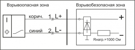 Датчик бесконтактный индуктивный взрывобезопасный стандарта "NAMUR" SNI 25-10-S-2-PG