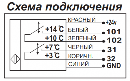 Датчик-реле температуры T01-NO/NC-R (корпус металл, Lкаб=0,9м)